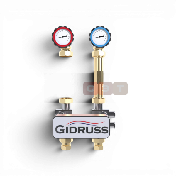 Насосная группа NG-25TO (1″, теплообменник 40 кВт, краны GIDRUSS с термометрами)